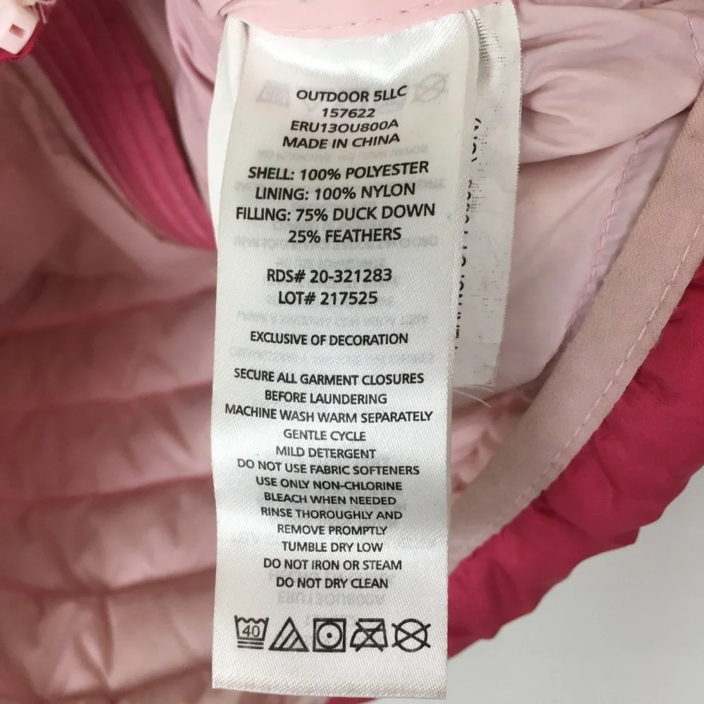 Eddie Bauer Girls Down Puffer Coat Pink Ombre Size XS 5/6